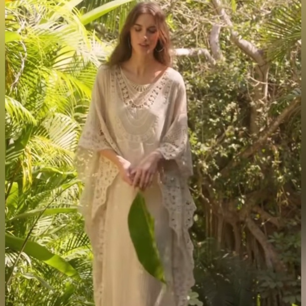 Soft Surroundings Martinique Breeze crochet maxi-dress Caftan SZ PS / PM petite - Picture 3 of 9